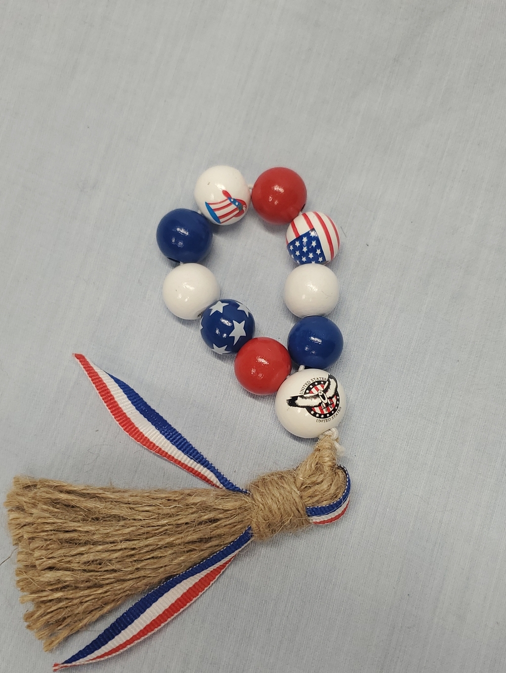 Kids Patriotic Beaded Tassel Bracelet - Red, White & Blue